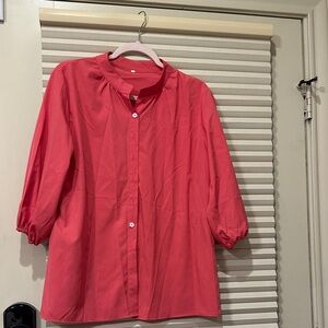Red Button-Up Blouse